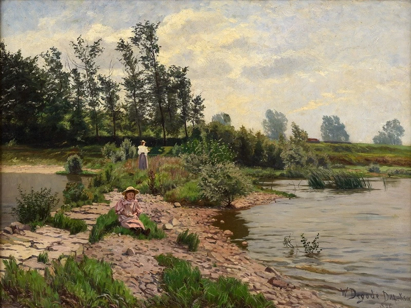 1862-Georg Wilhelm Degode - Giorno d'estate vicino a Kaiserswerth
